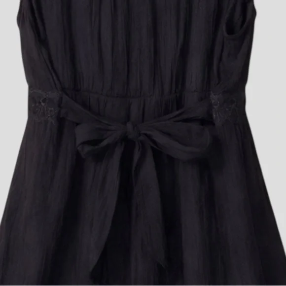 Y2K Mini Black Lace Trim Dress S Romantic Goth Bow Back Button Front Whimsigoth - Picture 5 of 7